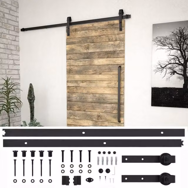 Berkfield Home SKIEN Sliding Door Hardware Kit in Black Steel, 200 cm