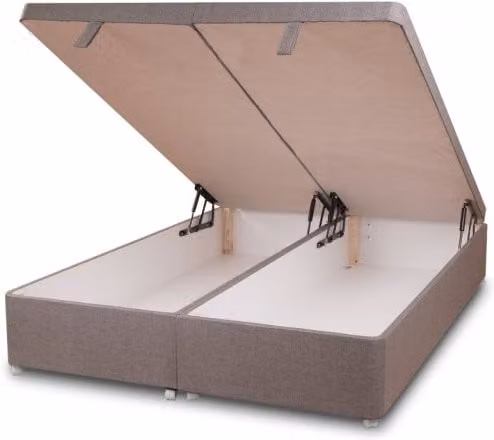 Sweet Dreams Grey Fabric Upholstered Ottoman Divan Base with Front Opening Lift Up Mechanism, W/D/H: 90 x 190 x 40 cm