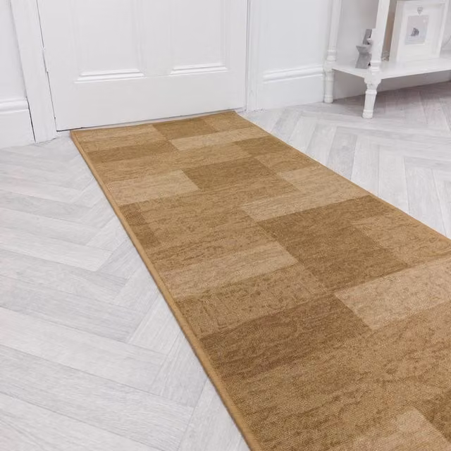runrug Icona Hallway Runner Rug in Light Brown, Non-Slip and Hardwearing, W: 100 cm, L: 210 cm