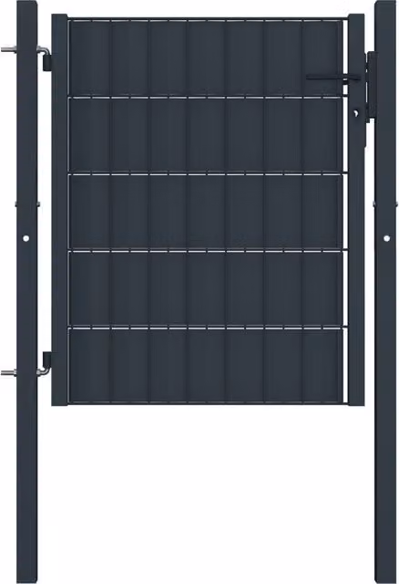 Berkfield Home Anthracite PVC and Steel Single Swing Fence Gate W: 100 cm, H: 81 cm