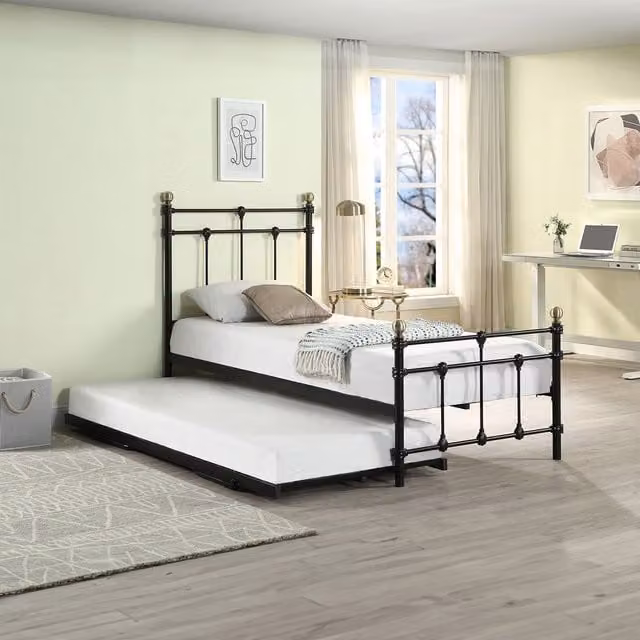SlumberWorx Classic Metal Single Bed Frame in White, 90 x 190 cm