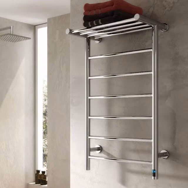 Bathroom Kingdom Maira Electric Stainless Steel Heated Towel Rail, Silver, W: 35 cm, H: 50 cm