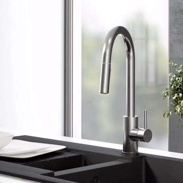Moritza Single Lever Pull Out Kitchen Mixer Tap with Swivel Spout and Spray Function in Brushed Steel