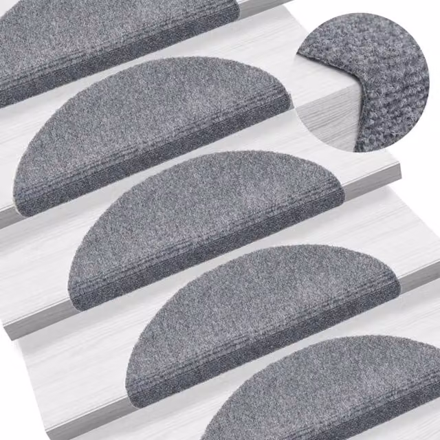 Berkfield Home Self-adhesive Stair Mats, 10 Pieces, Light Grey, W: 56 cm, Medium