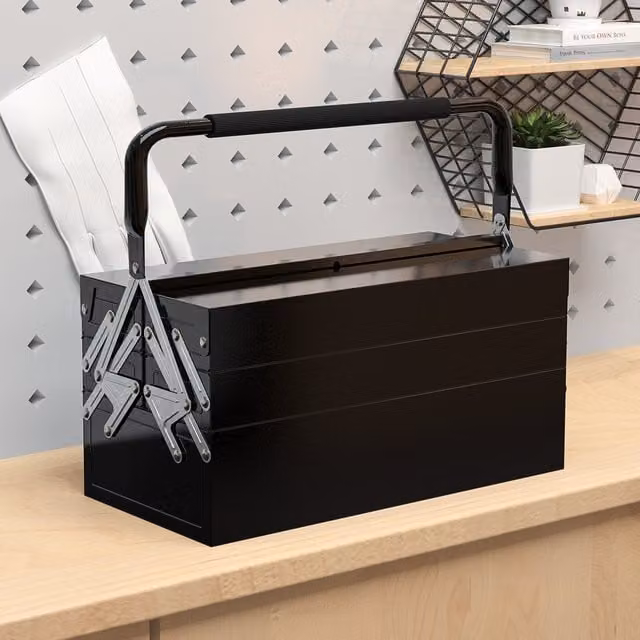 DURHAND 3 Tier Metal Tool Box in Black