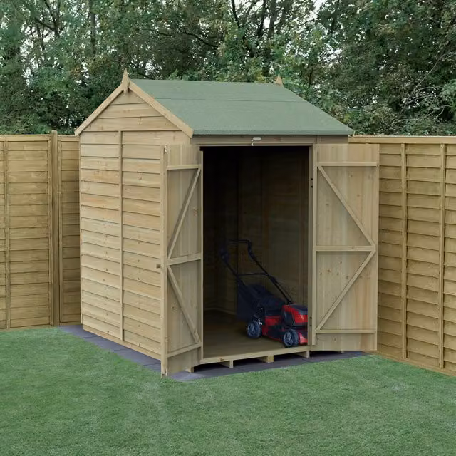 4LIFE Reverse Apex Wooden Garden Shed in Rustic Brown, W/D/H: 152.4 x 16.5 cm