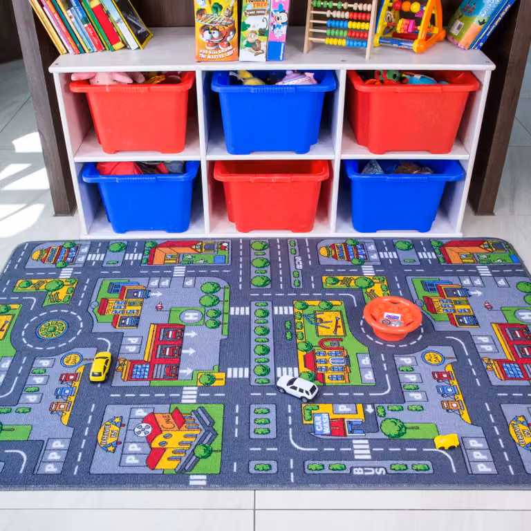 Kukoon Childrens Toy Car Roads Soft Play Mat, Grey, W/D: 200 x 200 cm