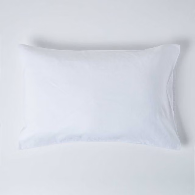Homescapes Linen and Combed Cotton Pillowcase in White, W/H: 74 x 48 cm