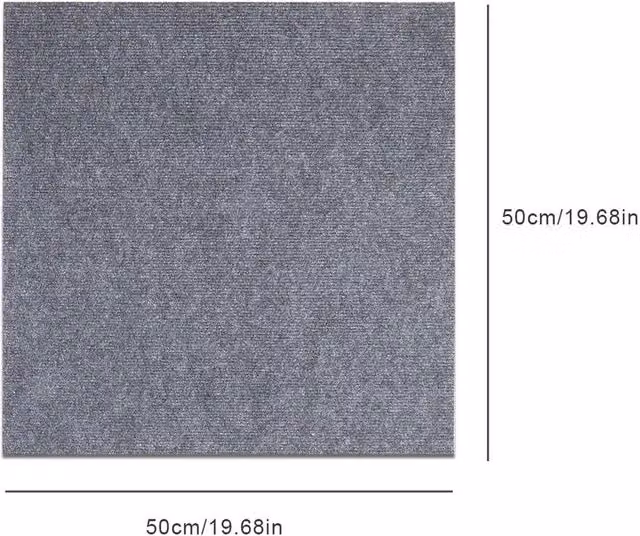 NESTLUNE Grey Polyester Carpet Tiles, 20 Pieces, W/D: 50 x 50 cm