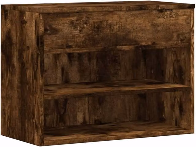 Berkfield Home Smoked Oak Shoe Bench in Brown, W/D/H: 60 x 30 x 45 cm