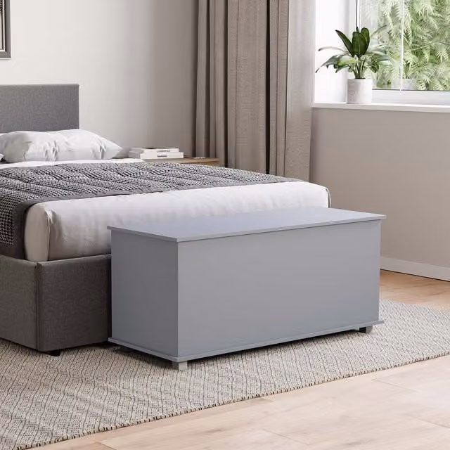 Vida Designs Leon Grey Storage Ottoman Toy Box