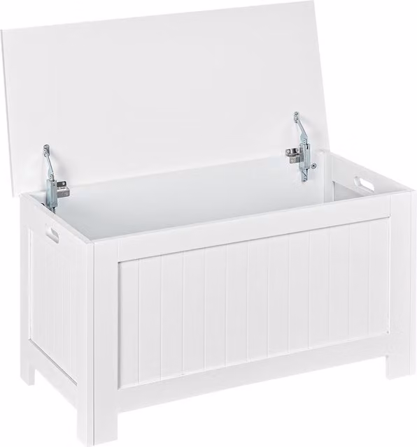 HOMCOM Large White Toy Storage Box with Soft-Close Lid and Safety Hinges