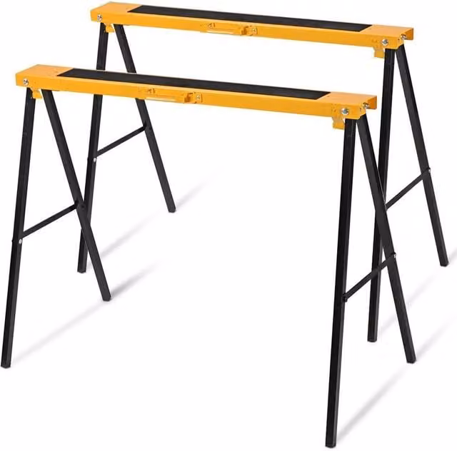 Costway Heavy Duty Metal Folding Sawhorse Set of 2 in Multicolour