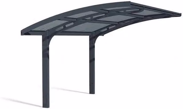 Palram Arizona Wave Single 5000 Curved Carport, Grey, W: 289 cm, D: 495 cm, H: 273.5 cm