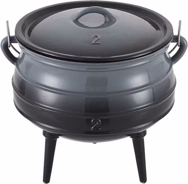 Garden Sanctuary 6L Enameled Cast Iron Cauldron with Lid in Grey