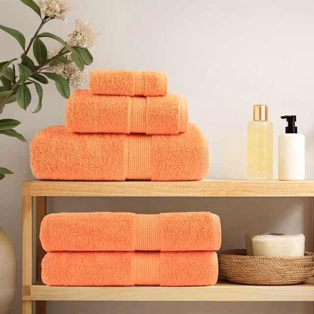 Berkfield Home SOLUND Premium Cotton Terry Shower Towels, Orange, 10 Pack, W: 70 cm, L: 140 cm, 600 gsm