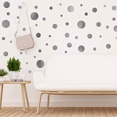 WALPLUS Silver Metallic Dotted Wall Stickers for Kids Room and Nursery Decor