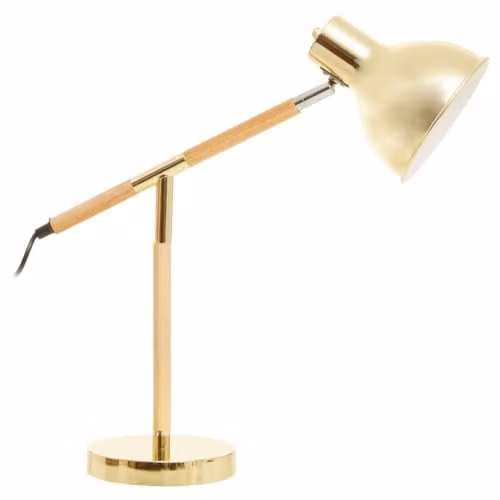 Premier Housewares Mid-Century Metal Table Lamp in Gold and Brass Finish, Height Adjustable Task Lamp for Home Office, W/D/H: 16 x 49 x 48 cm
