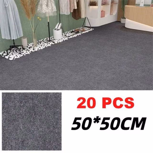Havendro 20-Piece Self-Adhesive Carpet Tiles, Grey, 50 x 50 cm
