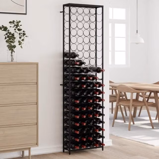 Berkfield Home Black Wrought Iron Wine Rack for 95 Bottles, W/D/H: 54 x 18 x 200 cm
