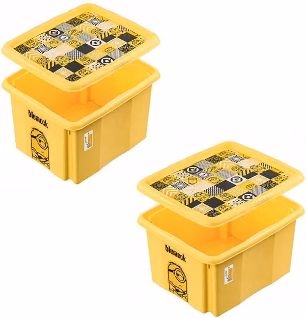 Keeeper Minions Yellow Stackable Turning Storage Box Set, 15L and 24L