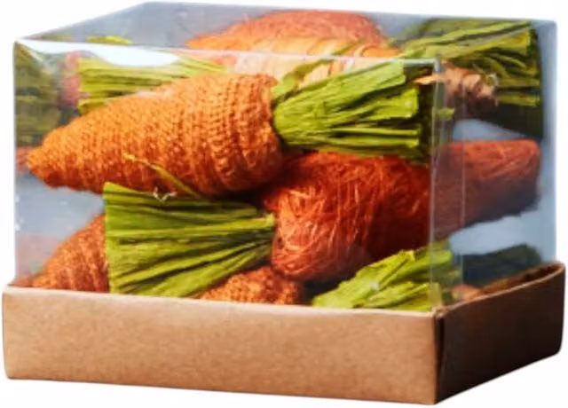 Four Candle Set of 9 Orange and Green Fabric Carrot Decorations for Easter and Spring Tabletop Decor