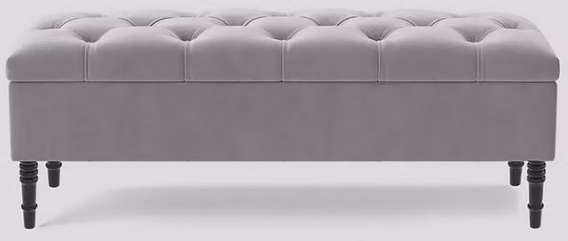 R&M Furnishers Chesterfield Ottoman Storage Bench in Silver Plush Velvet, Width: 137 cm