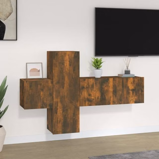 Berkfield Home 3 Piece Smoked Oak TV Cabinet Set in Brown