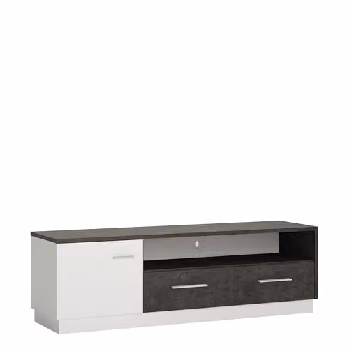 Furniture To Go Zingaro Modern Wide TV Cabinet with 1 Door and 2 Soft-Close Drawers in Grey and White