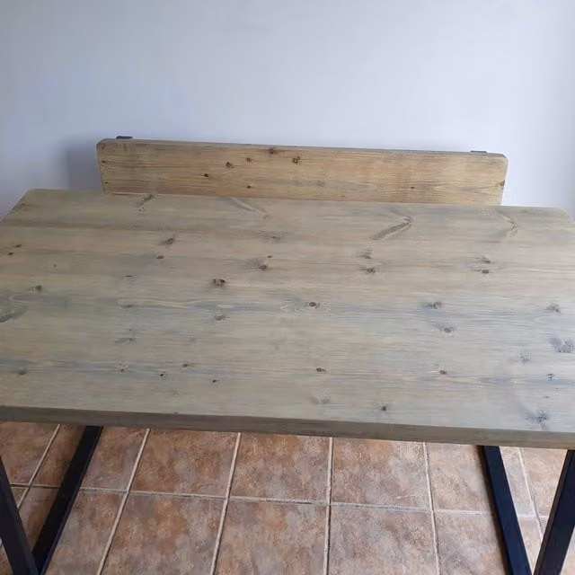 TRL Handmade Furniture Rustic and Industrial Rectangular Dining Table in Grey and Brown Wood and Metal with X-Frame Design, W/D/H: 300 x 120 cm