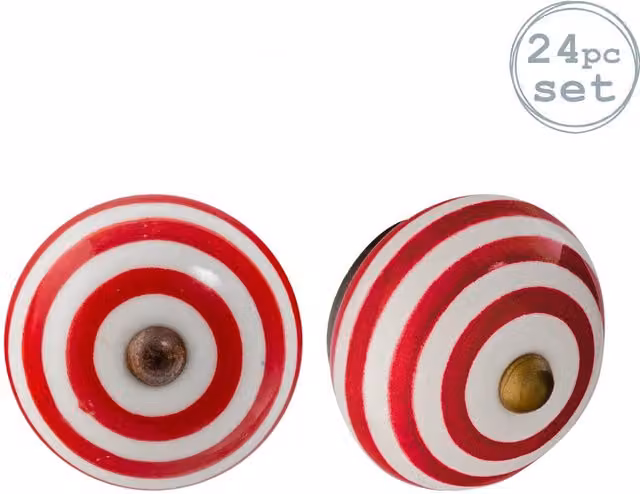 Nicola Spring Red Ceramic Cabinet Knobs, Pack of 24