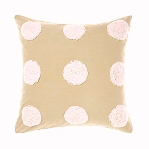 Linen House Haze Tufted Polka Dot Cotton Pillowcase Sham, Pink/Sand, W/D/H: 65 x 65 x 65 cm
