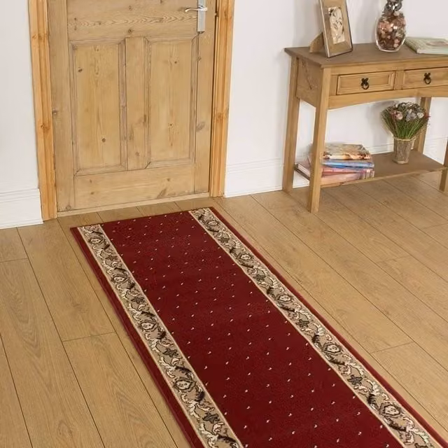 runrug Pin Dot Hallway Carpet Runner Rug in Red, W: 60 cm, L: 210 cm