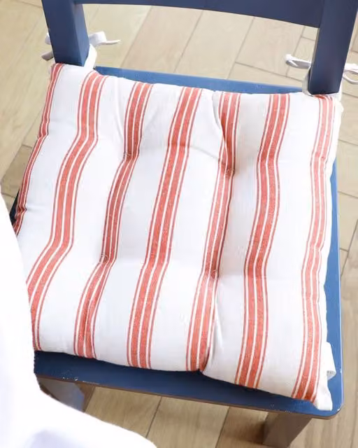 Dibor Set of 2 Red Striped Square Indoor Dining Chair Seat Pads, W/D/H: 40 x 40 x 40 cm