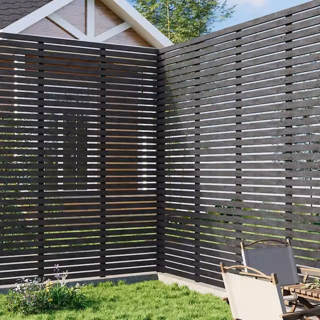 Livingandhome Grey Single Wood Outdoor Fence Gate Panel, W: 180 cm, H: 210 cm