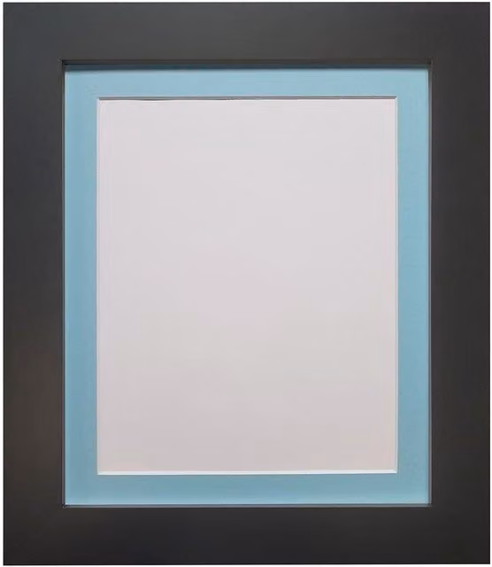 Frames & Mirrors 4U Metro Black Rectangular Picture Frame with Blue Mount, W: 50 cm, H: 70 cm