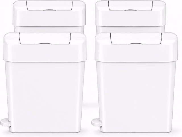 ProKleen 22L Sanitary Waste Bin with Foot Pedal, White, Pack of 4