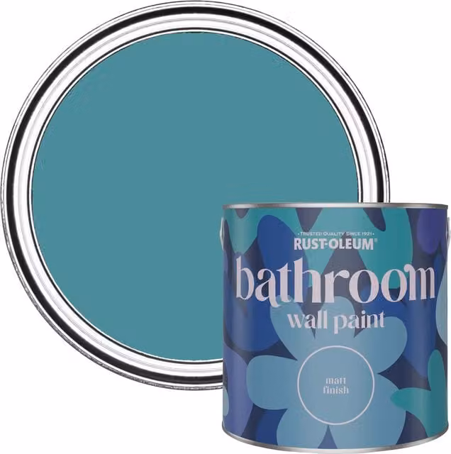 Rust-Oleum Belgrave Blue Matt Water-Based Bathroom Wall and Ceiling Paint, 2.5L