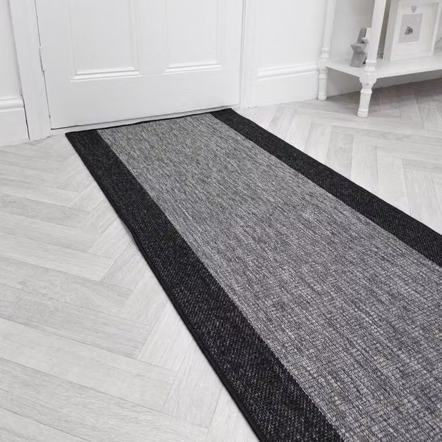 runrug Jenga Hallway Carpet Runner Rug in Dark Grey, W: 80 cm, L: 270 cm