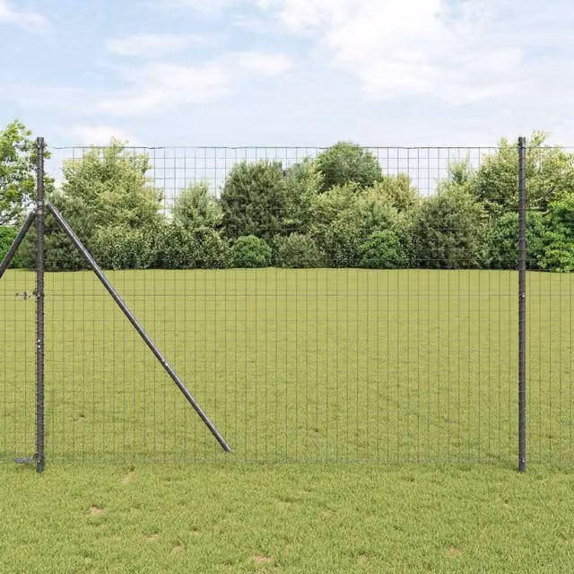 Berkfield Home 26 Piece Grey Galvanised Steel Round Fence Posts, Diameter: 3.2 cm, Height: 210 cm