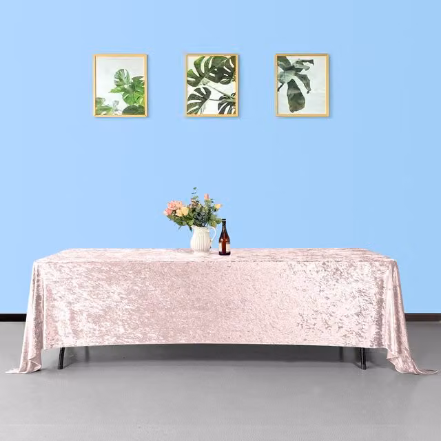 Trimming Shop Plain Pink Crushed Velvet Rectangular Tablecloth, Length: 396 cm