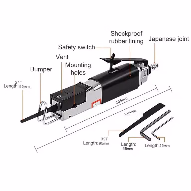 NESTLUNE Pneumatic Air Body Hacksaw Metal Cutting Tool in Black