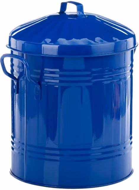 Leecroft Metal Mini Bin with Flip Lid in Blue, W: 30.48 cm x D: 25.4 cm x H: 30.48 cm