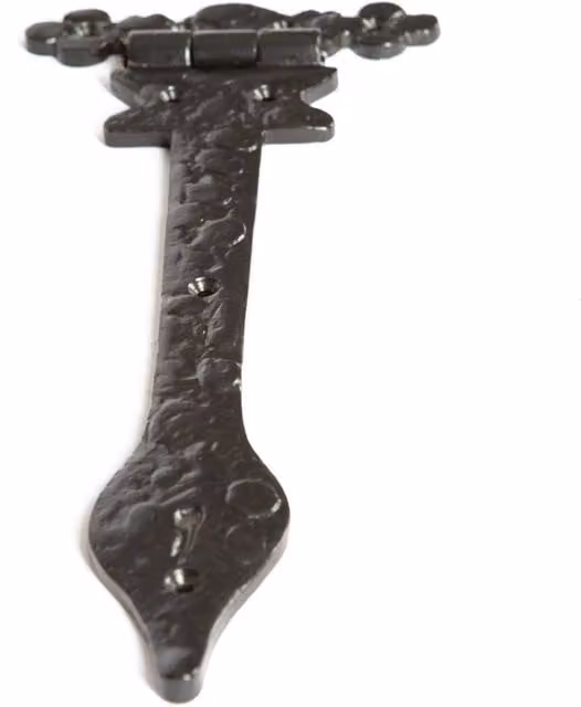 Hammer and Tongs Ornate Iron T-Hinge in Matt Black, Pack of 10, Width: 31 cm