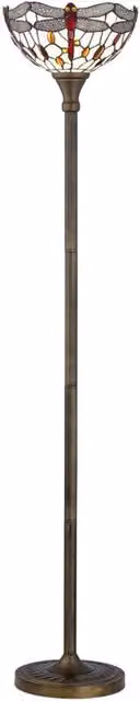 First Choice Lighting Basil Tiffany Dragonfly Uplighter Floor Lamp in Bronze, Height: 167 cm