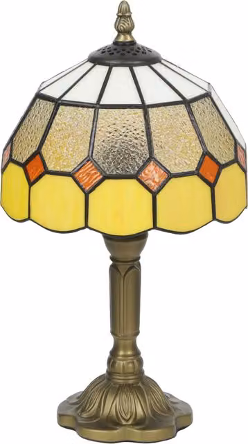 HOMCOM Art Deco Glass Table Lamp in White and Orange with Bronze Base