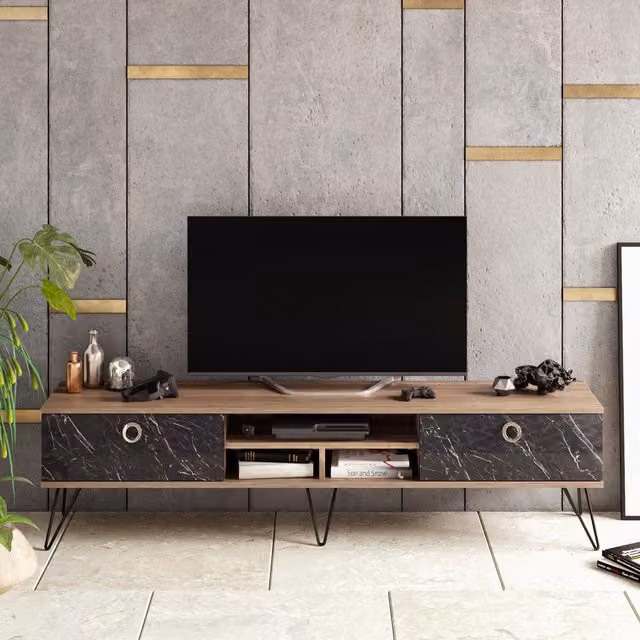 Decorotika Lorenz Modern TV Unit in Walnut and Black