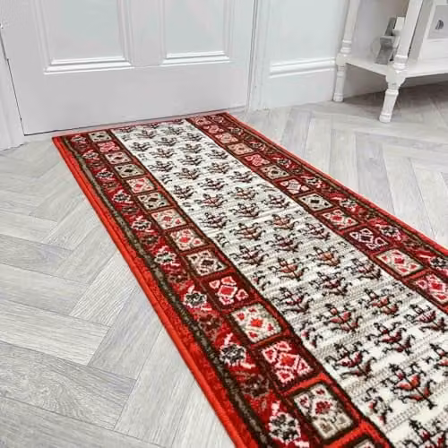 runrug Mayan Red Oriental Hallway Runner Rug, W/D/H: 60 x 390 cm, 9mm Thick