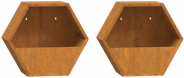 Berkfield Home Rusty Corten Steel Window Box Wall Planters, 2 Pack, Brown, W: 30 cm, D: 10 cm, H: 25 cm