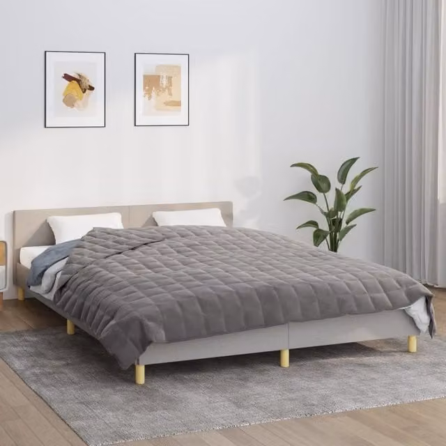 Berkfield Home Grey Weighted Blanket for Adults, W: 220 cm, D: 230 cm, 13 kg